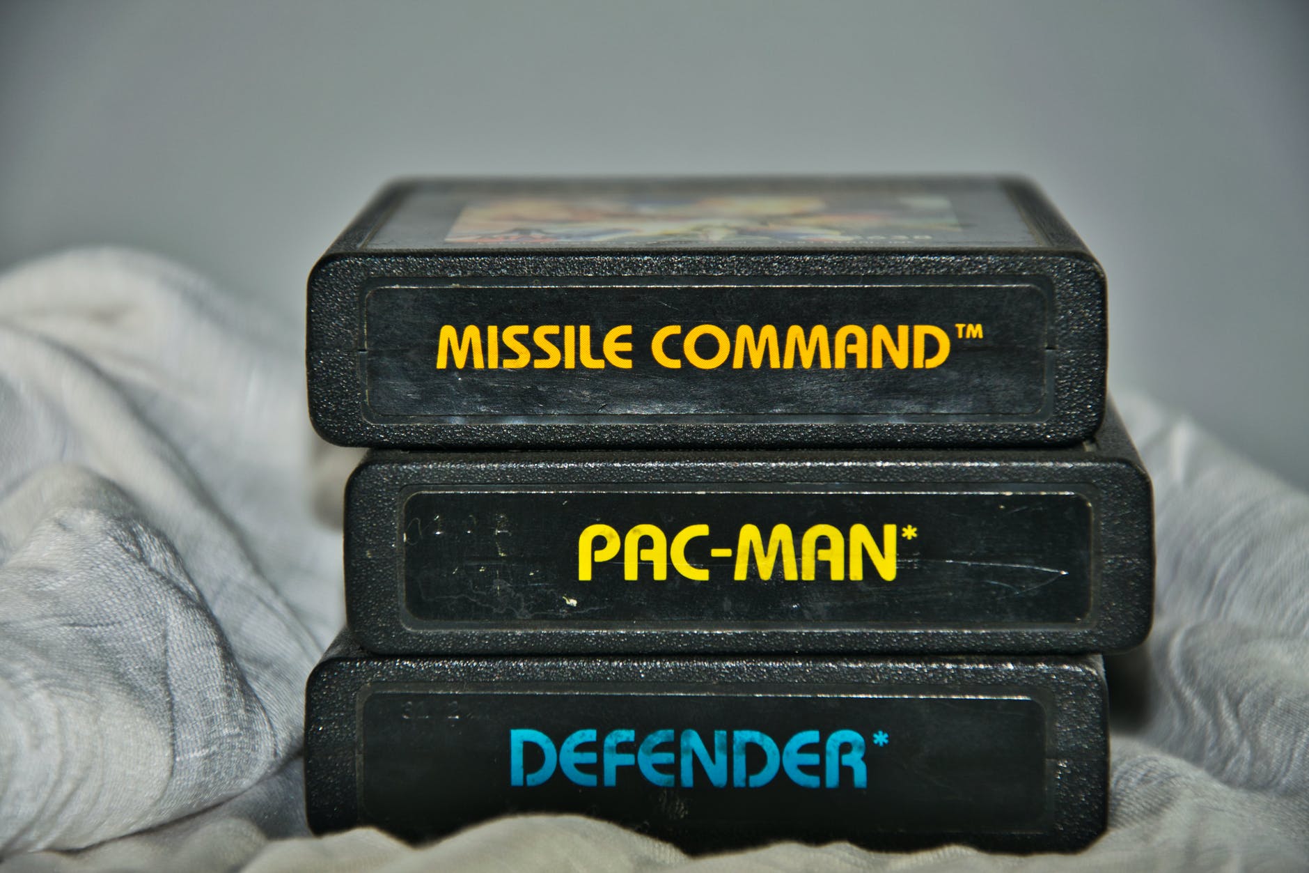 3 games- Missile Command, Pac-Man, and Defender